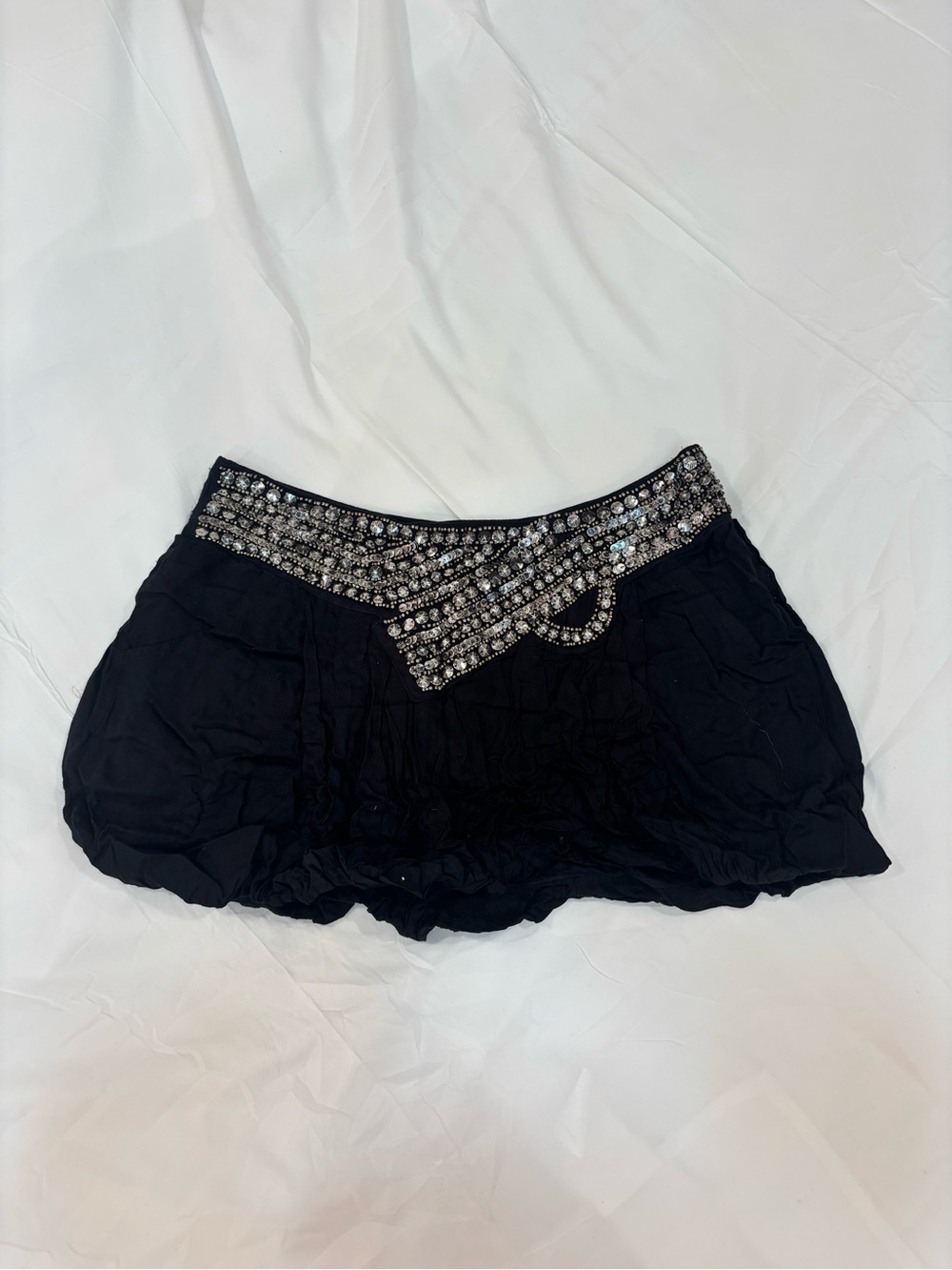 Stradivarius New Collection Black Rhinestone Mini Skirt Size 36